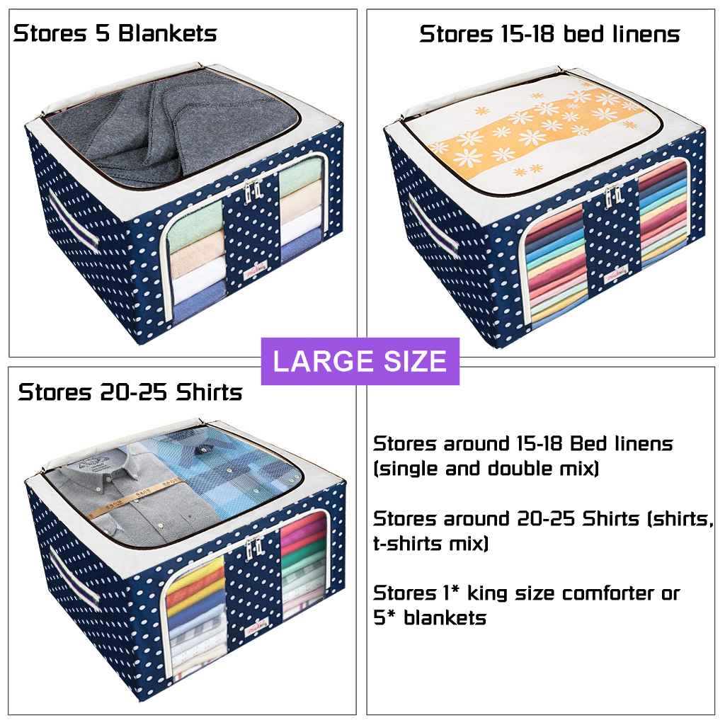 Caixas de armazenamento de tecido Oxford dobráveis ​​BlushBees® para roupas/colchas/linho com suportes de metal